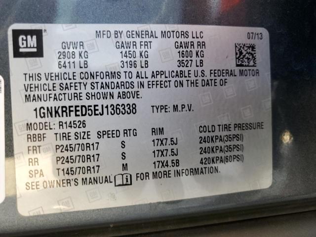 Photo 10 from auction – 2014 CHEVROLET TRAVERSE L with VIN 1GNKRFED5EJ136338