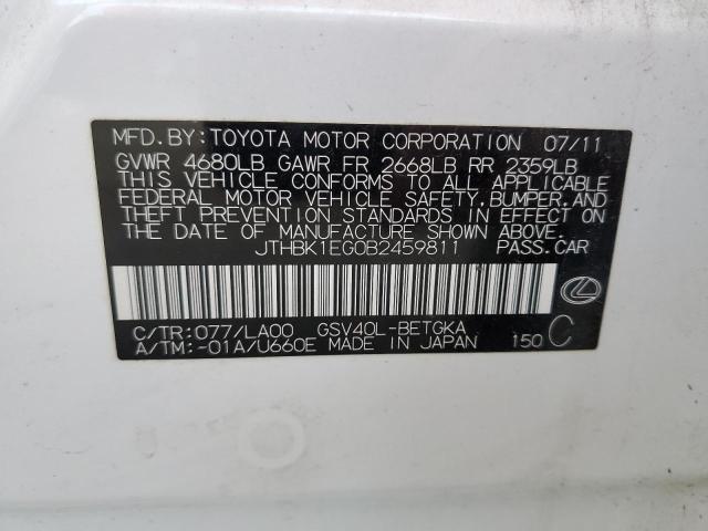 Photo 10 from auction – 2011 LEXUS ES 350 with VIN JTHBK1EG0B2459811
