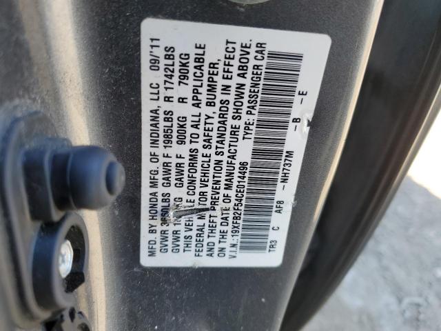 Photo 10 from auction – 2012 HONDA CIVIC LX with VIN 19XFB2F54CE014496