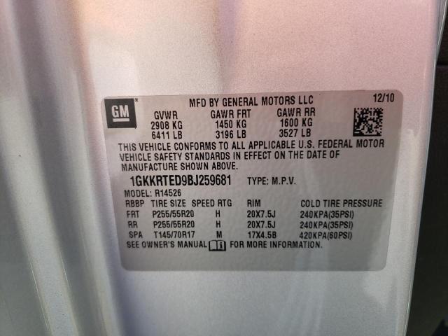 Photo 10 from auction – 2011 GMC ACADIA DEN with VIN 1GKKRTED9BJ259681