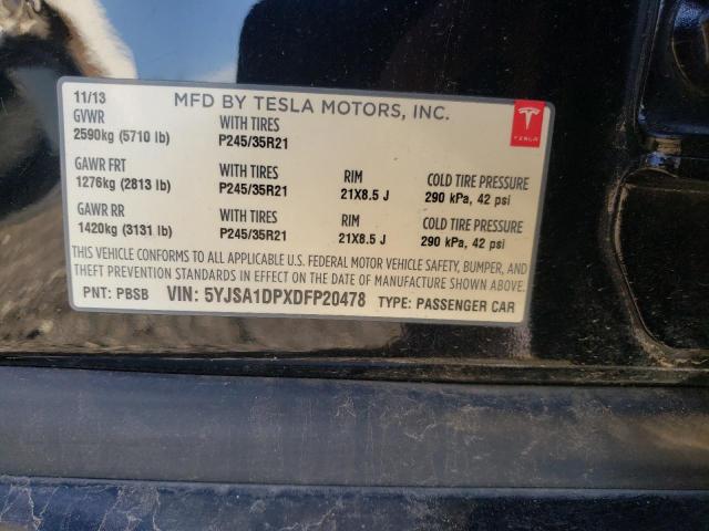 Photo 10 from auction – 2013 TESLA MODEL S with VIN 5YJSA1DPXDFP20478