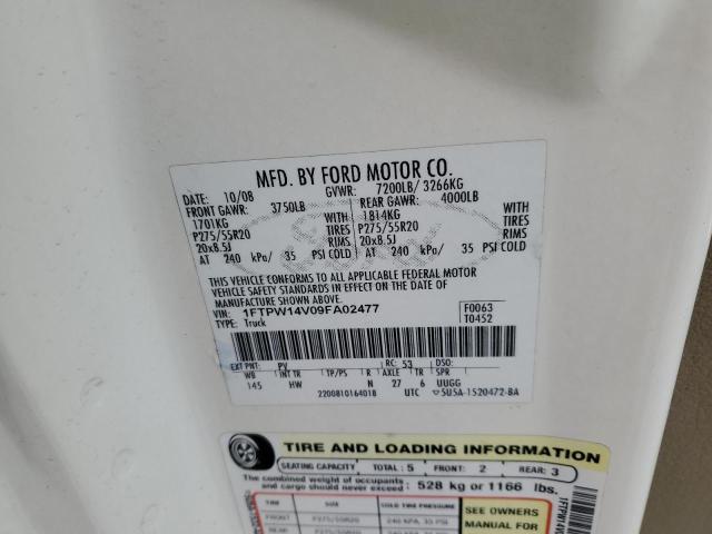 Photo 10 from auction – 2009 FORD F150 SUPER with VIN 1FTPW14V09FA02477