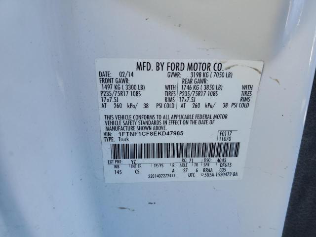 Photo 10 from auction – 2014 FORD F150 with VIN 1FTNF1CF8EKD47985