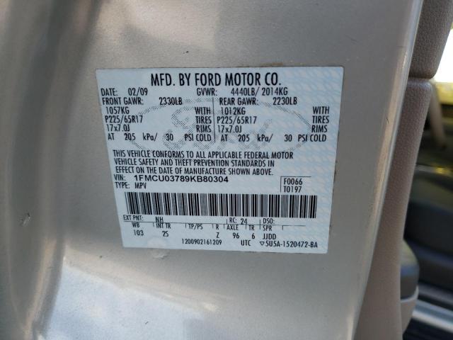 Photo 10 from auction – 2009 FORD ESCAPE XLT with VIN 1FMCU03789KB80304