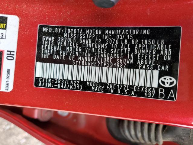 Zdjęcie 10 z aukcji – 2015 TOYOTA COROLLA L z VIN 5YFBURHE2FP291987