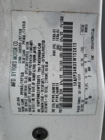 Photo 10 from auction – 2005 FORD FOCUS ZX4 with VIN 1FAFP34N35W152815