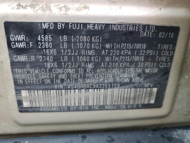 Photo 10 from auction – 2010 SUBARU OUTBACK 2. with VIN 4S4BRBAC9A3365159