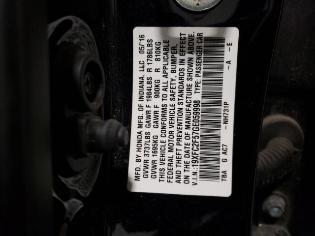 Photo 10 from auction – 2016 HONDA CIVIC LX with VIN 19XFC2F57GE059998