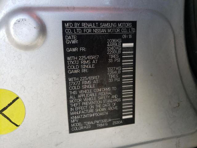 Photo 10 from auction – 2017 NISSAN ROGUE S with VIN KNMAT2MT9HP504674
