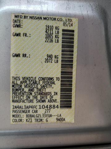Photo 10 from auction – 2015 NISSAN ALTIMA 2.5 with VIN 1N4AL3AP4FC104884