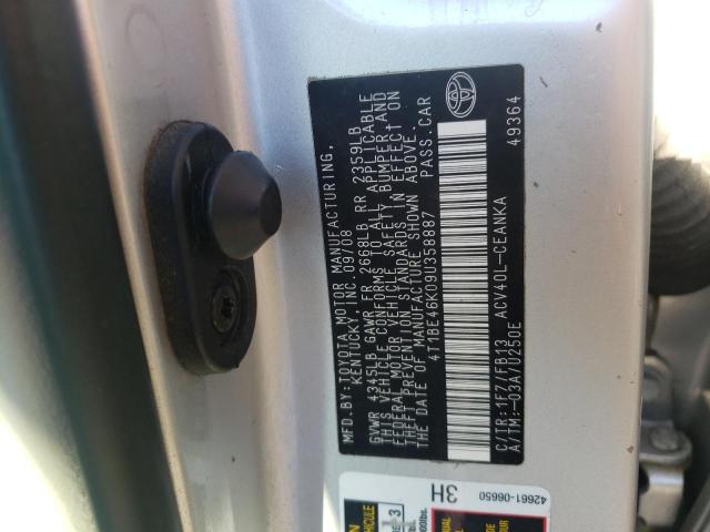 Photo 10 from auction – 2009 TOYOTA CAMRY BASE with VIN 4T1BE46K09U358887