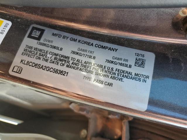 Photo 10 from auction – 2016 CHEVROLET SPARK 1LT with VIN KL8CD6SA2GC583621
