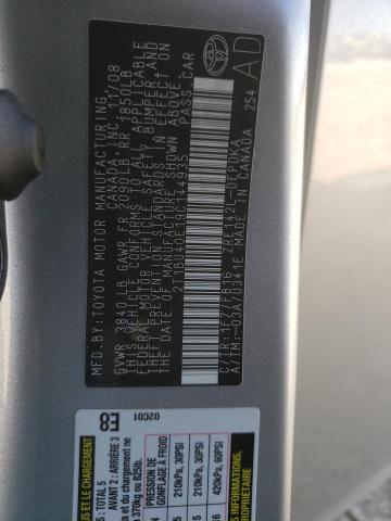 Photo 10 from auction – 2009 TOYOTA COROLLA with VIN 2T1BU40E19C144935