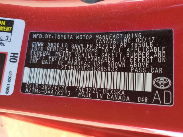 Photo 10 from auction – 2017 TOYOTA COROLLA L with VIN 2T1BURHE5HC885833
