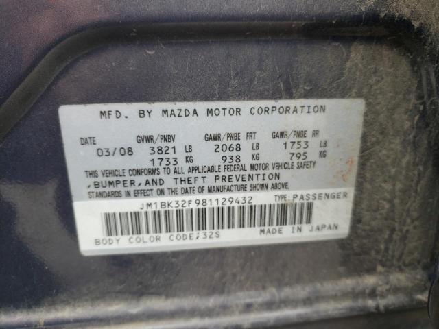 Photo 10 from auction – 2008 MAZDA 3 with VIN JM1BK32F981129432