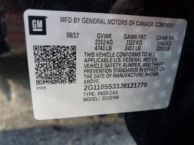 Photo 10 from auction – 2018 CHEVROLET IMPALA LT with VIN 2G1105S33J9121775