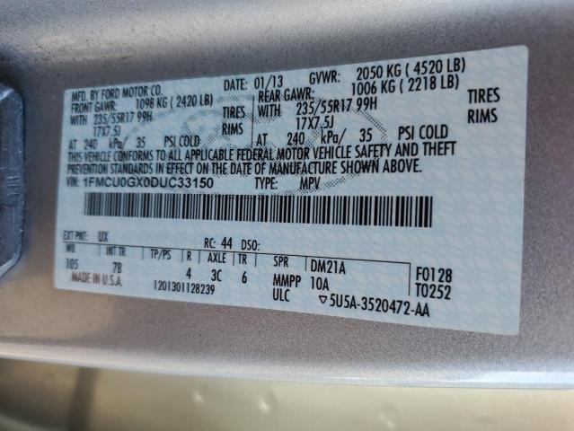 Photo 10 from auction – 2013 FORD ESCAPE SE with VIN 1FMCU0GX0DUC33150