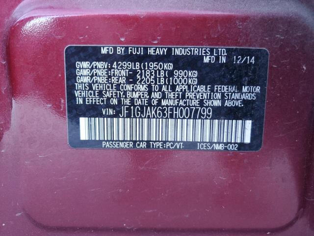 Photo 10 from auction – 2015 SUBARU IMPREZA PR with VIN JF1GJAK63FH007799