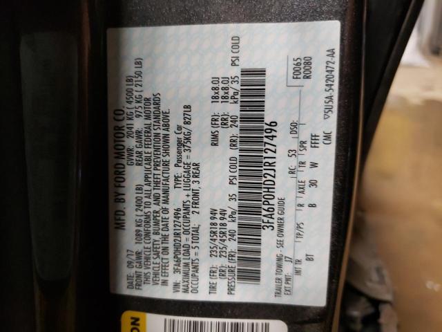 Photo 10 from auction – 2018 FORD FUSION SE with VIN 3FA6P0HD2JR127496