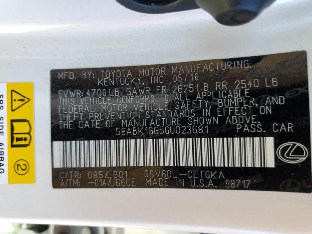 Photo 10 from auction – 2016 LEXUS ES 350 with VIN 58ABK1GG5GU023681