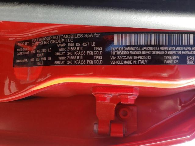 Photo 14 from auction – 2015 JEEP RENEGADE S with VIN ZACCJAAT0FPB25012