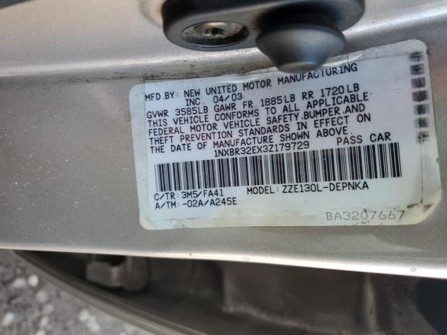 Photo 10 from auction – 2003 TOYOTA COROLLA CE with VIN 1NXBR32EX3Z179729