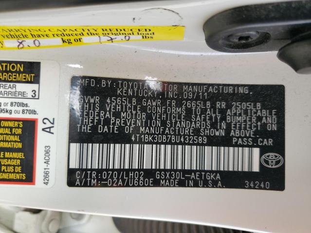 Photo 10 from auction – 2011 TOYOTA AVALON BAS with VIN 4T1BK3DB7BU432589