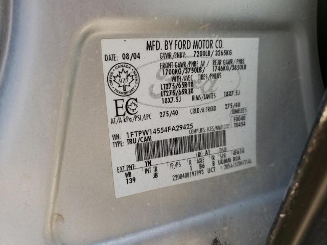 Photo 10 from auction – 2004 FORD F150 SUPER with VIN 1FTPW14554FA29425