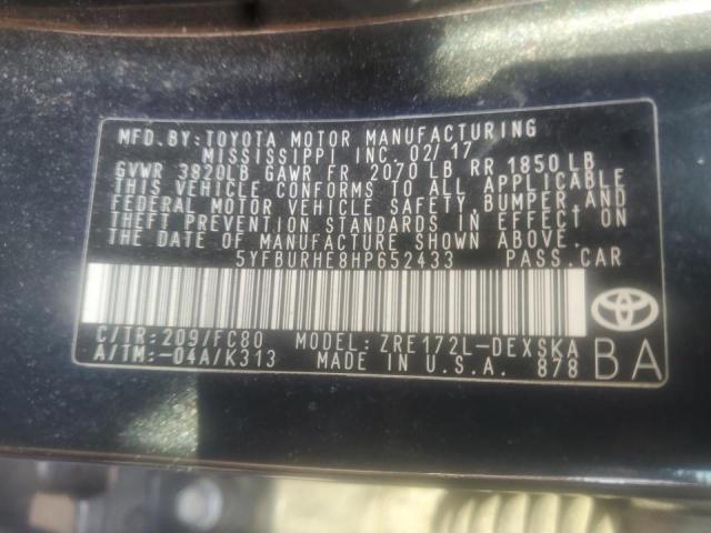 Photo 10 from auction – 2017 TOYOTA COROLLA L with VIN 5YFBURHE8HP652433
