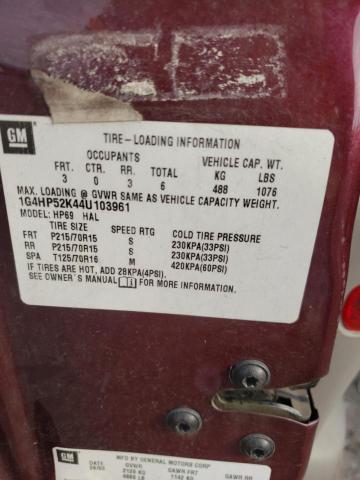 Photo 10 from auction – 2004 BUICK LESABRE with VIN 1G4HP52K44U103961