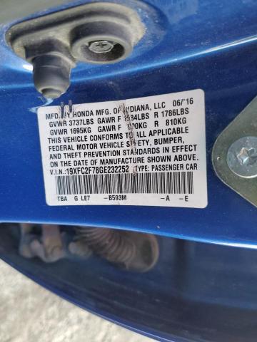 Photo 10 from auction – 2016 HONDA CIVIC EX with VIN 19XFC2F78GE232252