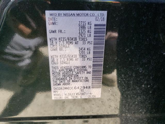 Photo 10 from auction – 2018 NISSAN PATHFINDER with VIN 5N1DR2MN0JC642948