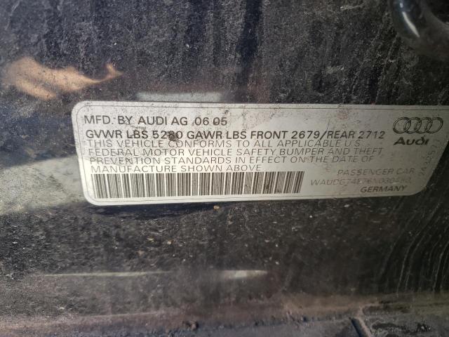 Photo 10 from auction – 2006 AUDI A6 3.2 QUA with VIN WAUDG74F76N030450