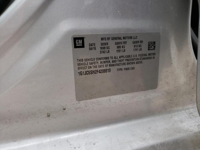 Photo 10 from auction – 2015 CHEVROLET SONIC LT with VIN 1G1JC5SH2F4208810