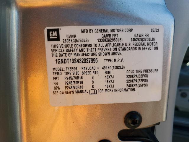 Photo 10 from auction – 2003 CHEVROLET TRAILBLAZE with VIN 1GNDT13S432327996