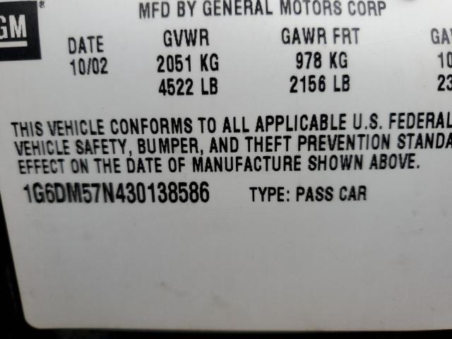 Photo 12 from auction – 2003 CADILLAC CTS with VIN 1G6DM57N430138586