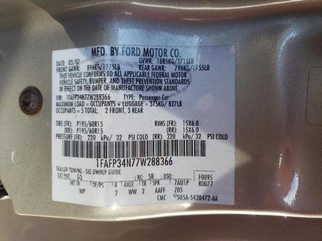 Photo 10 from auction – 2007 FORD FOCUS ZX4 with VIN 1FAFP34N77W288366