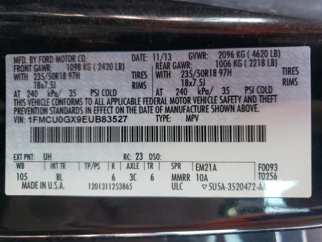 Photo 10 from auction – 2014 FORD ESCAPE SE with VIN 1FMCU0GX9EUB83527