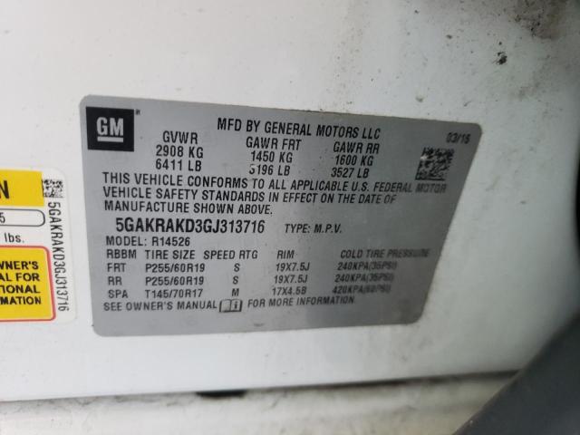 Photo 10 from auction – 2016 BUICK ENCLAVE with VIN 5GAKRAKD3GJ313716