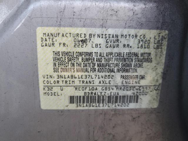 Photo 10 from auction – 2007 NISSAN SENTRA 2.0 with VIN 3N1AB61E37L714202