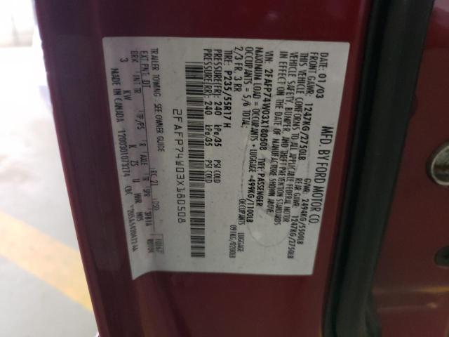 Photo 10 from auction – 2003 FORD CROWN VICT with VIN 2FAFP74W03X180508