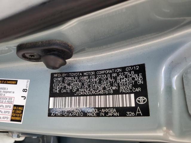 Photo 10 from auction – 2012 TOYOTA PRIUS with VIN JTDKN3DU9C5487618