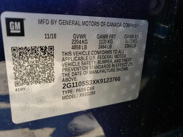 Photo 10 from auction – 2019 CHEVROLET IMPALA PRE with VIN 2G1105S3XK9123766