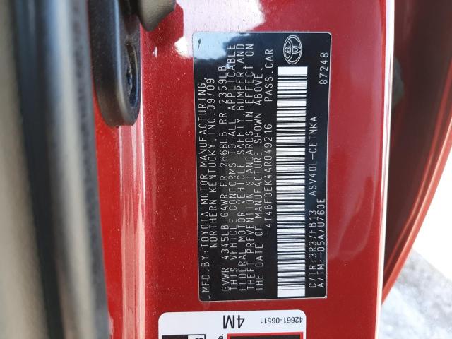 Photo 10 from auction – 2010 TOYOTA CAMRY BASE with VIN 4T4BF3EK4AR049216