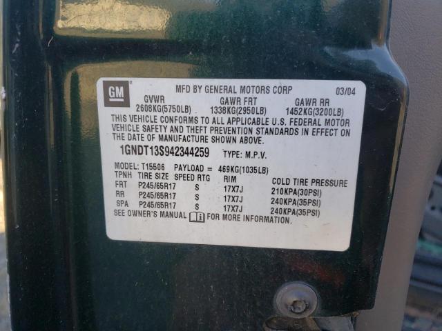 Photo 10 from auction – 2004 CHEVROLET TRAILBLAZE with VIN 1GNDT13S942344259