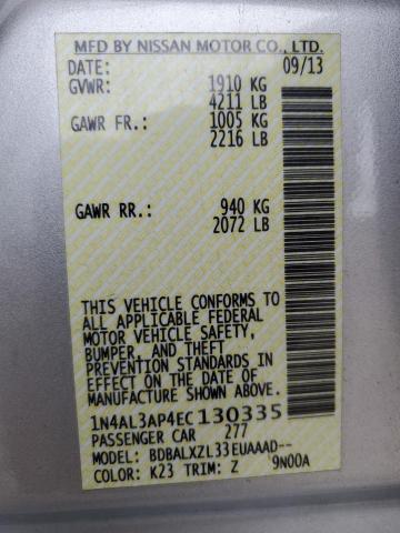 Photo 10 from auction – 2014 NISSAN ALTIMA 2.5 with VIN 1N4AL3AP4EC130335