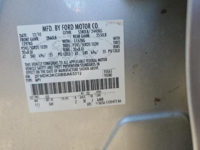 Photo 10 from auction – 2011 FORD EDGE LIMIT with VIN 2FMDK3KC0BBA63312