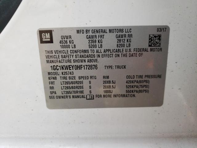 Photo 10 from auction – 2017 CHEVROLET SILVERADO with VIN 1GC1KWEY0HF172876