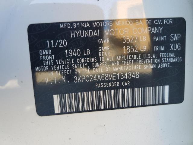 Photo 10 from auction – 2021 HYUNDAI ACCENT SE with VIN 3KPC24A68ME134348