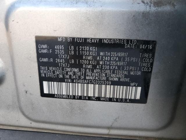 Photo 10 from auction – 2016 SUBARU OUTBACK 2. with VIN 4S4BSAFC7G3325209